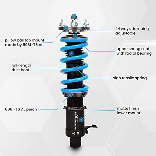 maXpeedingrods Coilovers Adjustable Height for Honda Civic 1989-2000 CRX 1989-1991 Delsol 1993-1997 for Acura Integra 1994-2001, Spring Shock Absorber Suspension Coil Struts with Spring Preload Red