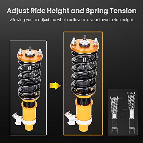 maXpeedingrods Coilovers Adjustable Height for Honda Civic 1989-2000 CRX 1989-1991 Delsol 1993-1997 for Acura Integra 1994-2001, Spring Shock Absorber Suspension Coil Struts with Spring Preload Red