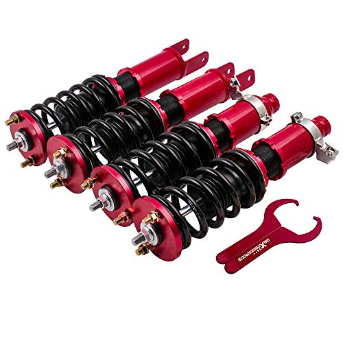maXpeedingrods Coilovers Adjustable Height for Honda Civic 1989-2000 CRX 1989-1991 Delsol 1993-1997 for Acura Integra 1994-2001, Spring Shock Absorber Suspension Coil Struts with Spring Preload Red