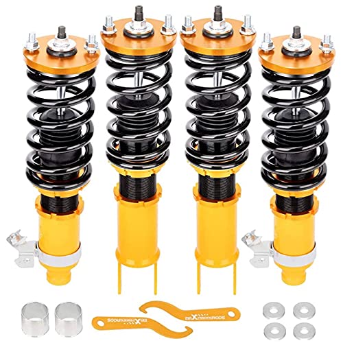 maXpeedingrods Coilovers Adjustable Height for Honda Civic 1989-2000 CRX 1989-1991 Delsol 1993-1997 for Acura Integra 1994-2001, Spring Shock Absorber Suspension Coil Struts with Spring Preload Red