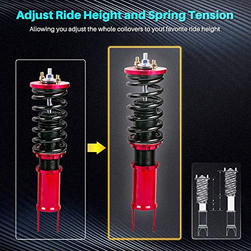 maXpeedingrods Coilovers Adjustable Height for Honda Civic 1989-2000 CRX 1989-1991 Delsol 1993-1997 for Acura Integra 1994-2001, Spring Shock Absorber Suspension Coil Struts with Spring Preload Red