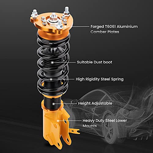 maXpeedingrods Coilovers Adjustables for Honda Civic 2006-2011 FG1/FG2/FA1/FA2/FA3/FA4/FA5/ FD1/FD2/FD3/FD4/FD6/FD7 for Acura CSX, 24 Damping Level Setting Suspension Spring Struts Kit Shock Absorber