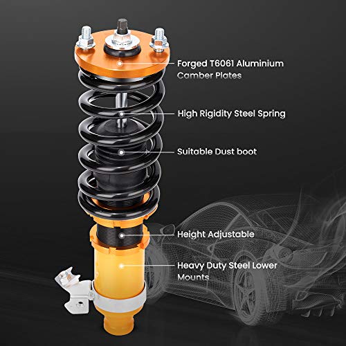 maXpeedingrods Coilovers Adjustable Height for Honda Civic 1989-2000 CRX 1989-1991 Delsol 1993-1997 for Acura Integra 1994-2001, Spring Shock Absorber Suspension Coil Struts with Spring Preload Red