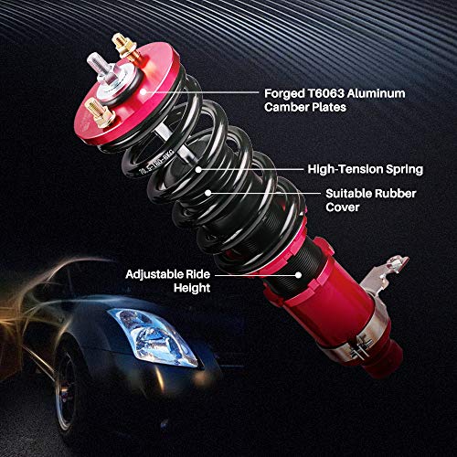 maXpeedingrods Coilovers Adjustable Height for Honda Civic 1989-2000 CRX 1989-1991 Delsol 1993-1997 for Acura Integra 1994-2001, Spring Shock Absorber Suspension Coil Struts with Spring Preload Red