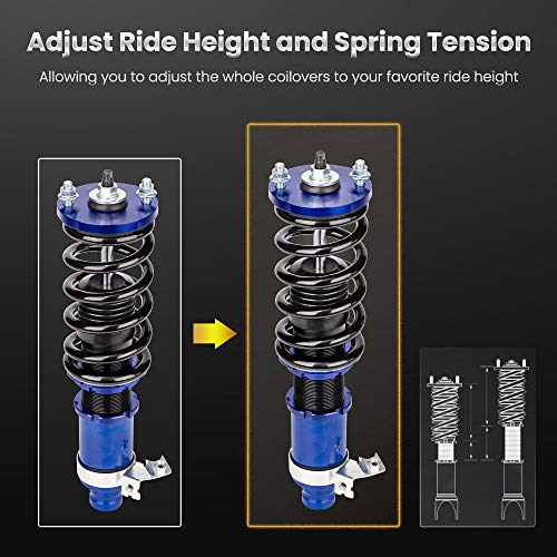 maXpeedingrods Coilovers Adjustable Height for Honda Civic 1989-2000 CRX 1989-1991 Delsol 1993-1997 for Acura Integra 1994-2001, Spring Shock Absorber Suspension Coil Struts with Spring Preload Red