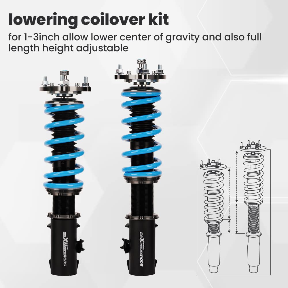 maXpeedingrods Coilovers Adjustables for Honda Civic 2006-2011 FG1/FG2/FA1/FA2/FA3/FA4/FA5/ FD1/FD2/FD3/FD4/FD6/FD7 for Acura CSX, 24 Damping Level Setting Suspension Spring Struts Kit Shock Absorber