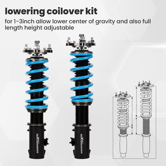 maXpeedingrods Coilovers Adjustables for Honda Civic 2006-2011 FG1/FG2/FA1/FA2/FA3/FA4/FA5/ FD1/FD2/FD3/FD4/FD6/FD7 for Acura CSX, 24 Damping Level Setting Suspension Spring Struts Kit Shock Absorber