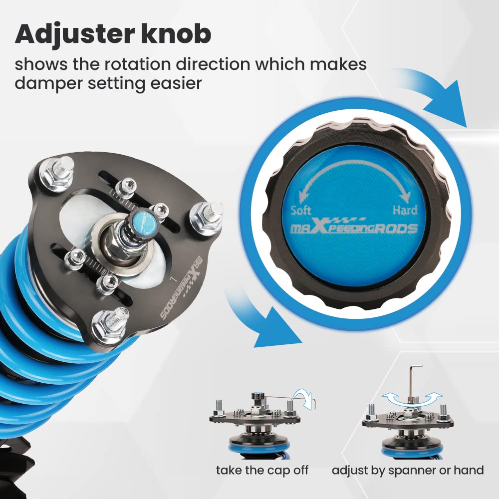 maXpeedingrods Coilovers Adjustables for Honda Civic 2006-2011 FG1/FG2/FA1/FA2/FA3/FA4/FA5/ FD1/FD2/FD3/FD4/FD6/FD7 for Acura CSX, 24 Damping Level Setting Suspension Spring Struts Kit Shock Absorber